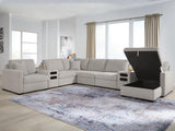 Sam's Furniture - Ashley Furniture - ModMax Luxe Sectional - RAF 8-Piece Sectional with Storage Chaise and Audio Consoles / Flint - 68605S80