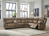 Sam's Furniture - Ashley Furniture - Max-Momentum Sectional - 6-Piece Power Reclining Sectional with Audio Console / Biscotti - PC82305S5