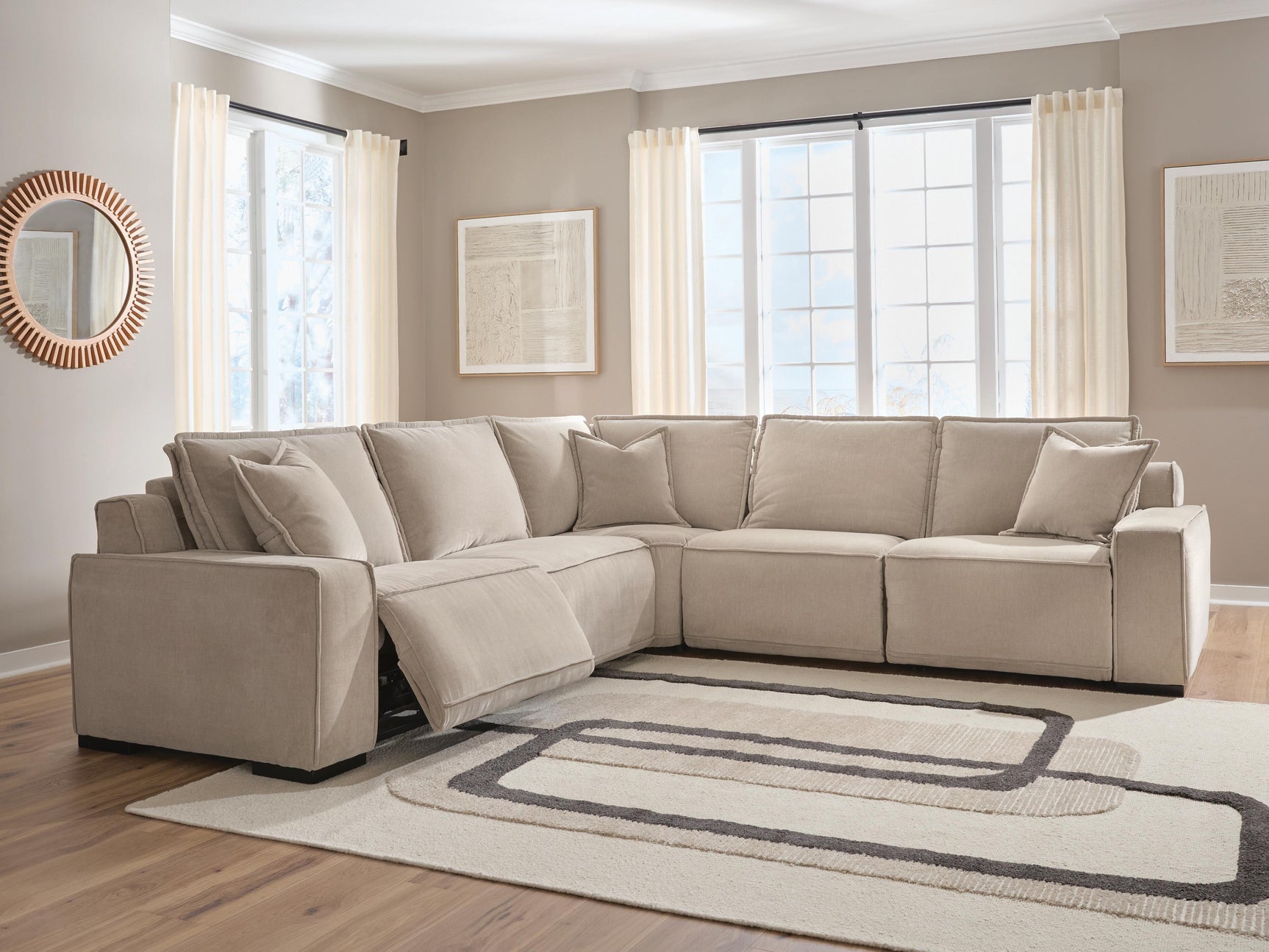 Sam's Furniture - Ashley Furniture - Carceri Sectional - 5-Piece Power Sectional Reclining Sofa / Cashmere - 87003S4