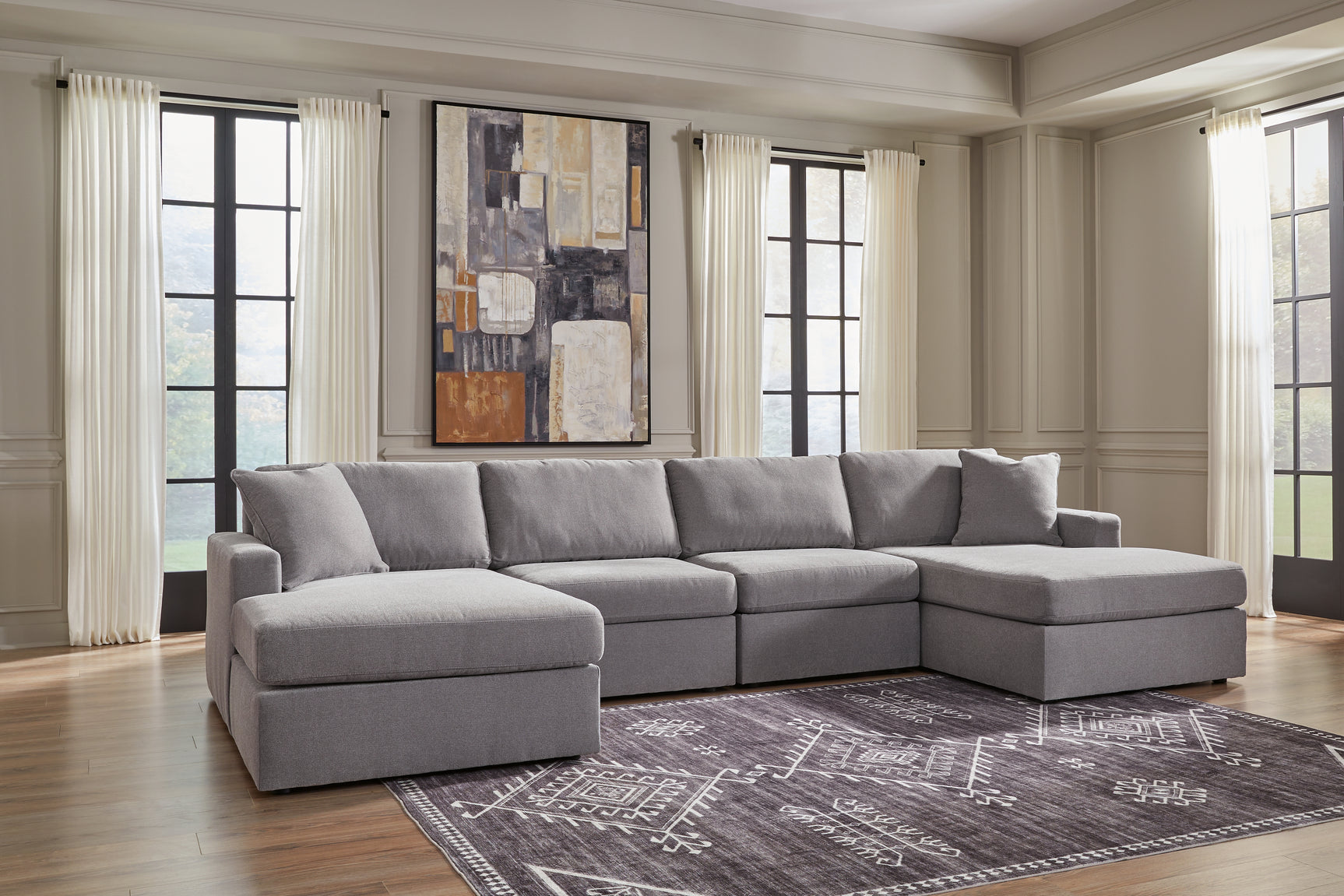Sam's Furniture - Ashley Furniture - Modmax Sectional - RAF 4-Piece Sectional with Chaise / Granite - 92104S19