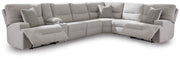 Sam's Furniture - Ashley Furniture - Acklen Place Sectional - 7-Piece Power Sectional Reclining Sofa with Storage Console / Pewter - 93605S20