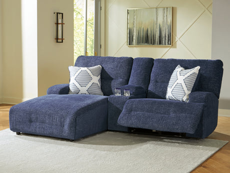 Sam's Furniture - Ashley Furniture - Acklen Place Sectional - 3-Piece Power Reclining Sectional Sofa with Chaise / Navy - 93607S5