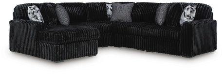 Sam's Furniture - Ashley Furniture - Midnight-Madness Sectional - RAF 5-Piece Sectional with Chaise / Onyx - 98103S21