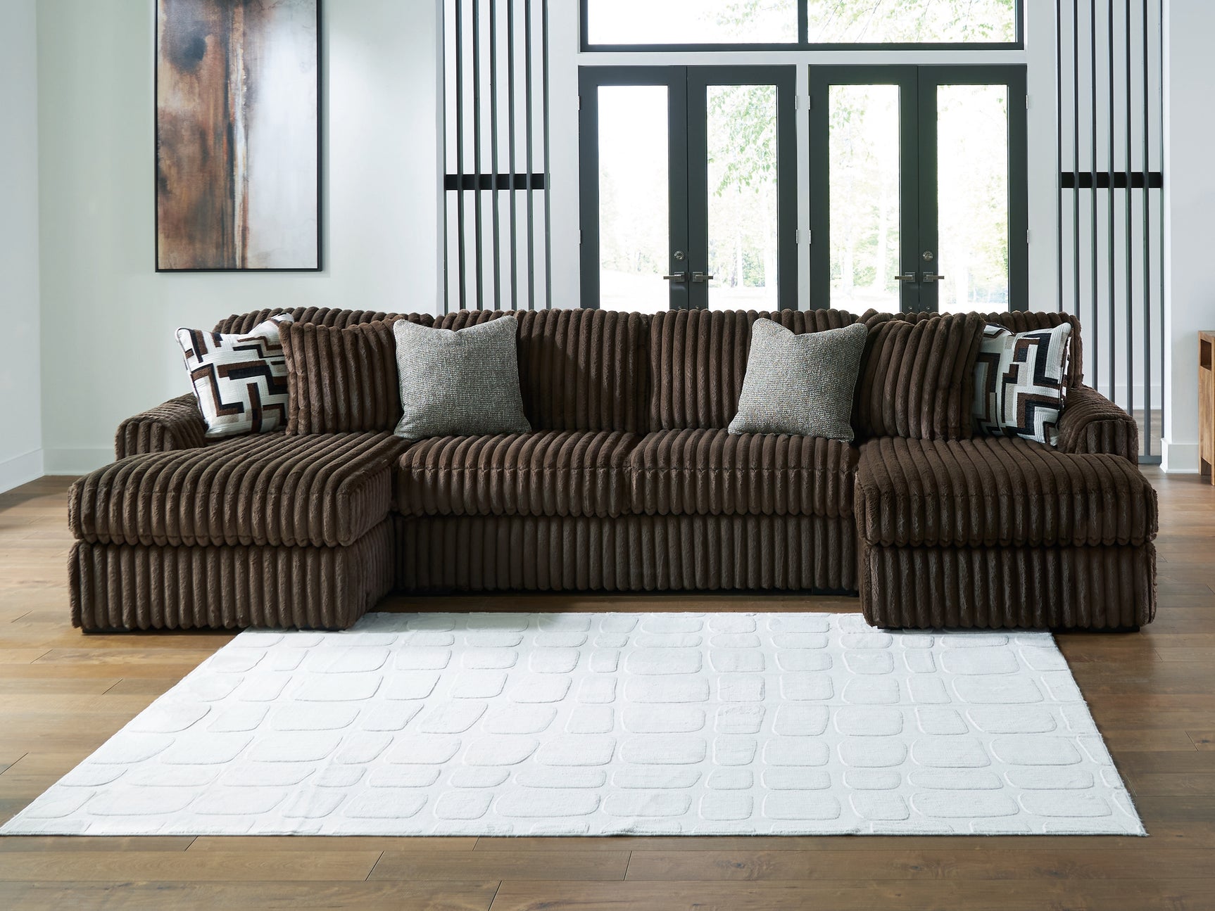 Sam's Furniture - Ashley Furniture - Midnight-Madness Sectional - RAF 3-Piece Sectional with Chaise / Chocolate - 98104S5