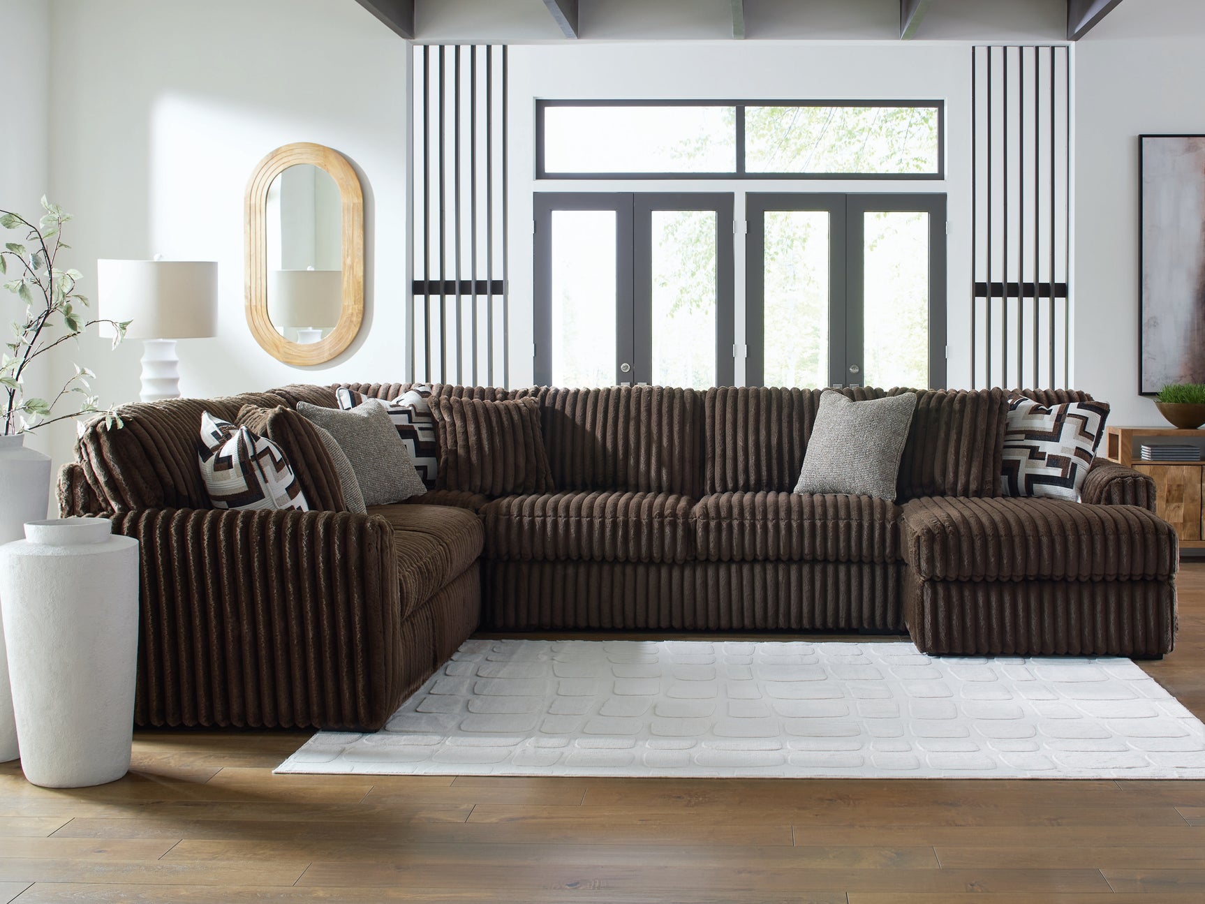 Sam's Furniture - Ashley Furniture - Midnight-Madness Sectional - LAF 4-Piece Sectional with Chaise / Chocolate - 98104S3