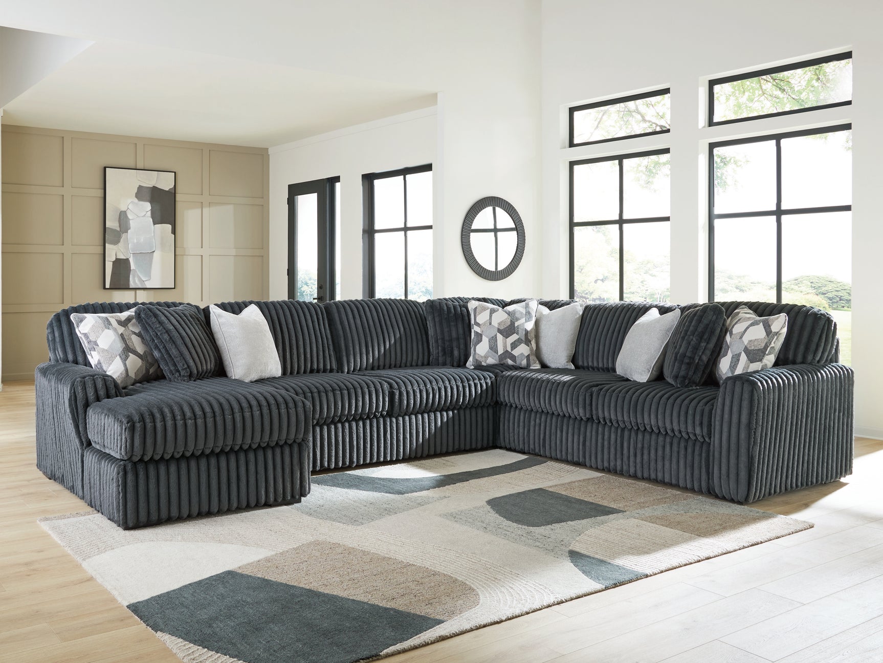 Sam's Furniture - Ashley Furniture - Midnight-Madness Sectional - RAF 4-Piece Sectional with Chaise / Gunmetal - 98105S1