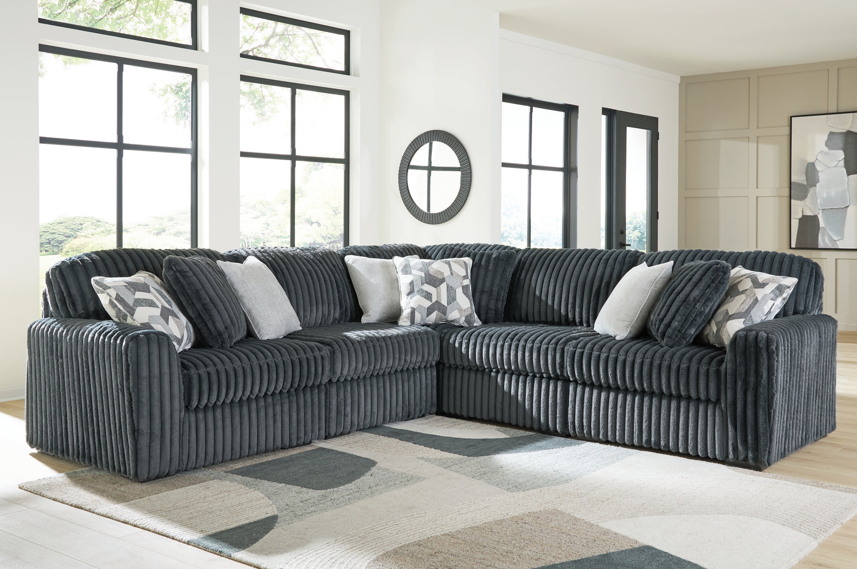 Sam's Furniture - Ashley Furniture - Midnight-Madness Sectional - RAF 5-Piece Sectional / Gunmetal - 98105S27