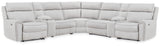 Sam's Furniture - Ashley Furniture - Social Pointe Sectional - 7-Piece Reclining Sectional with Storage Consoles / Pearl/Ash - PC98802S34