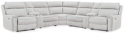 Sam's Furniture - Ashley Furniture - Social Pointe Sectional - 7-Piece Reclining Sectional with Storage Consoles / Pearl/Ash - PC98802S34