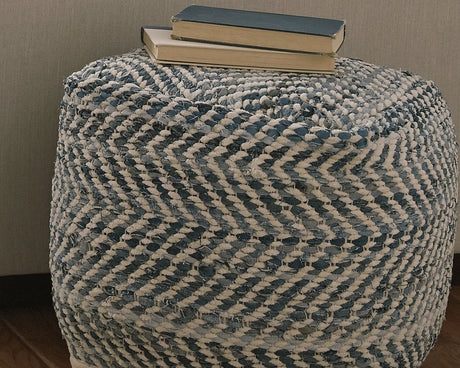 Sam's Furniture - Ashley Furniture - Chevron Pouf - Pouf / Blue - A1000445