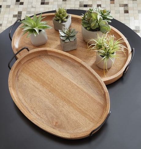 Sam's Furniture - Ashley Furniture - Jocelyne Tray (Set of 2) - Tray Set (Set of 2) / Brown/Black - A2000455