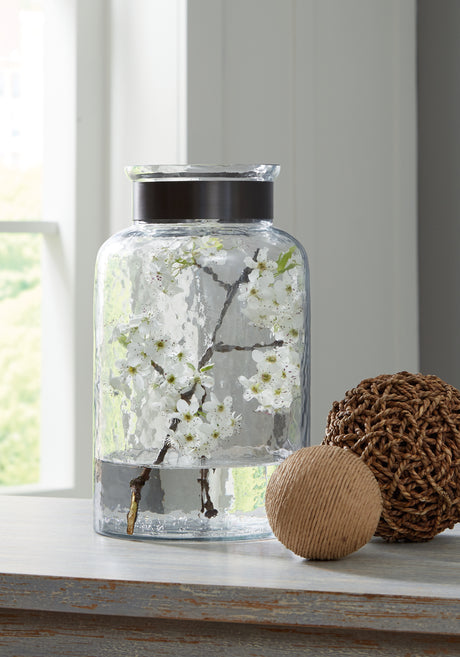 Sam's Furniture - Ashley Furniture - Lukasvale Vase - Vase / Clear/Pewter Finish - A2000585