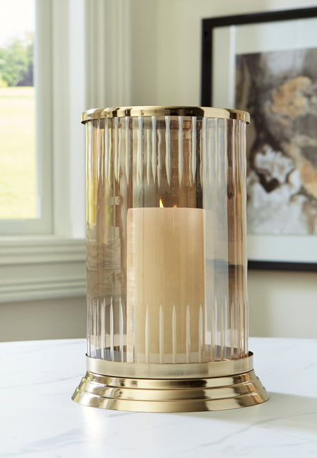 Sam's Furniture - Ashley Furniture - Aavinson Candle Holder - Candle Holder / Amber/Gold Finish - A2000687