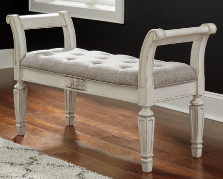 Sam's Furniture - Ashley Furniture - Realyn Accent Bench - Accent Bench / Antique White / 46"W x 16"D x 26"H - A3000157