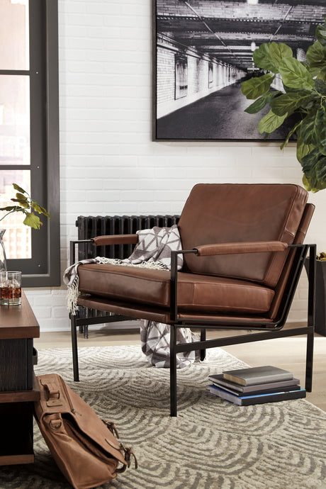 Sam's Furniture - Ashley Furniture - Puckman Accent Chair - Accent Chair / Brown/Silver Finish - A3000193