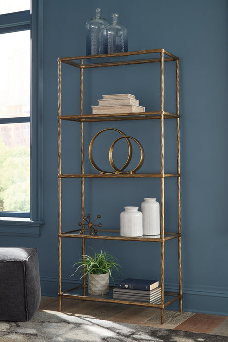 Sam's Furniture - Ashley Furniture - Ryandale Bookcase - Bookcase / Antique Brass Finish - A4000441