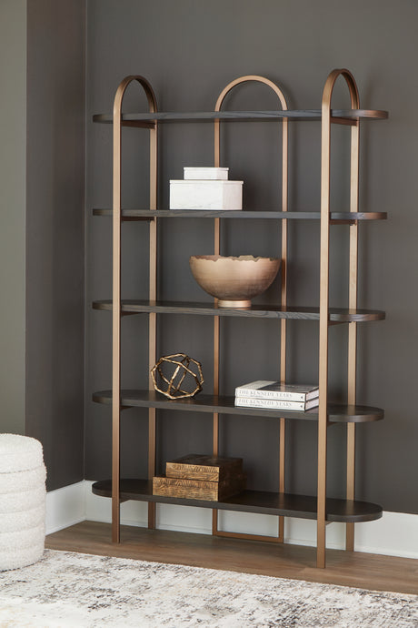 Sam's Furniture - Ashley Furniture - Brentmour Bookcase - Bookcase / Brown/Gold Finish - A4000589