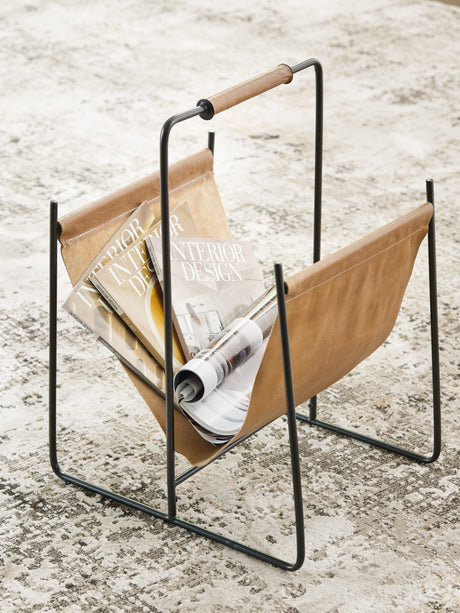 Sam's Furniture - Ashley Furniture - Faronworth Magazine Rack - Magazine Rack / Brown/Black - A4000668