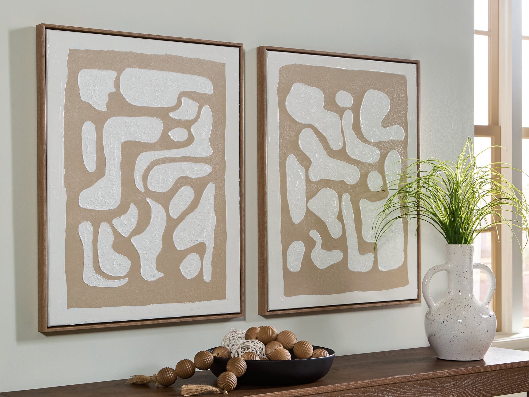 Sam's Furniture - Ashley Furniture - Waldett Wall Decor - Wall Art Set (Set of 2) / Beige/White - A8000503
