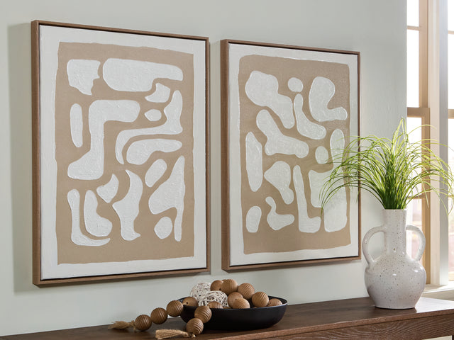 Sam's Furniture - Ashley Furniture - Waldett Wall Decor - Wall Art Set (Set of 2) / Beige/White - A8000503