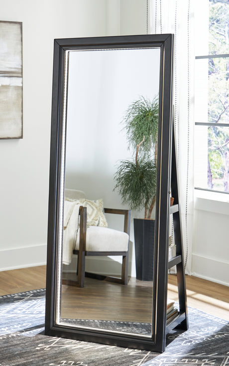 Sam's Furniture - Ashley Furniture - Evesen Mirror - Floor Standing Mirror/Storage / Black - A8010384