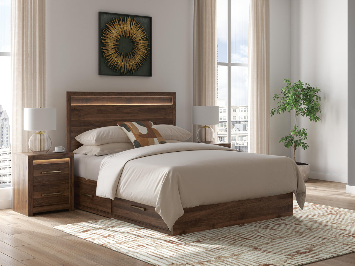 Sam's Furniture - Ashley Furniture - Janfyn Bedroom - Queen Panel Bed with 2 Sided Storage / Brown - PCB1010B6
