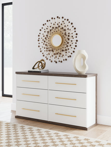 Sam's Furniture - Ashley Furniture - Kendanport Bedroom - King Upholstered Bed / White/Brown - PCB1108B8
