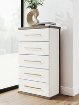 Sam's Furniture - Ashley Furniture - Kendanport Bedroom - Five Drawer Chest / Brown/White - PCB1108-46