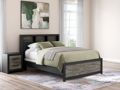 Sam's Furniture - Ashley Furniture - Broachmyn Bedroom - Queen Bookcase Panel Bed / Black/Gray - PCB1118B18