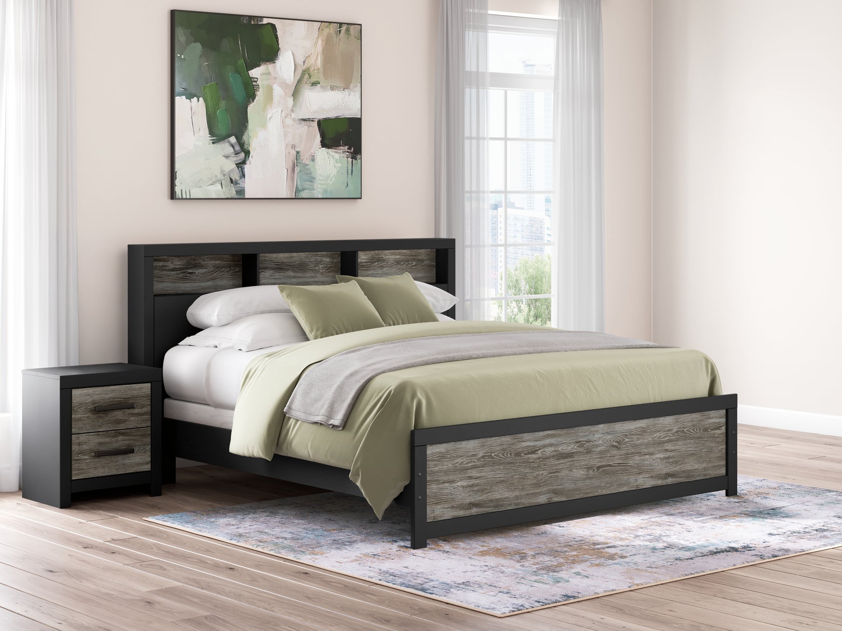Sam's Furniture - Ashley Furniture - Broachmyn Bedroom - King Bookcase Panel Bed / Black/Gray - PCB1118B19