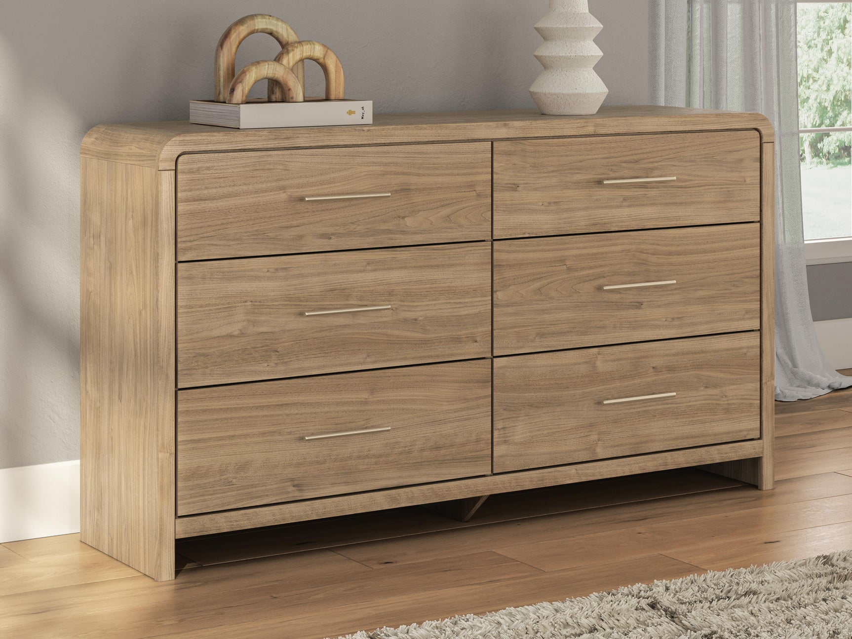 Sam's Furniture - Ashley Furniture - Gramburg Bedroom - Six Drawer Dresser / Warm Natural Brown - PCB1121-31