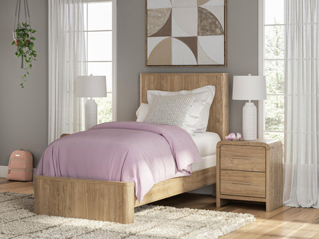 Sam's Furniture - Ashley Furniture - Gramburg Bedroom - Twin Panel Bed / Warm Natural Brown - PCB1121B2