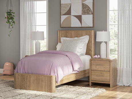 Sam's Furniture - Ashley Furniture - Gramburg Bedroom - Twin Panel Platform Bed / Warm Natural Brown - PCB1121B8