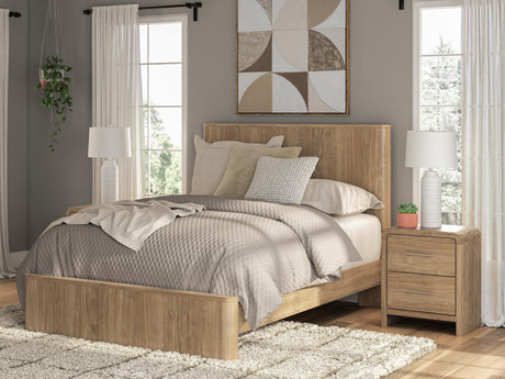 Sam's Furniture - Ashley Furniture - Gramburg Bedroom - Queen Panel Platform Bed / Warm Natural Brown - PCB1121B10