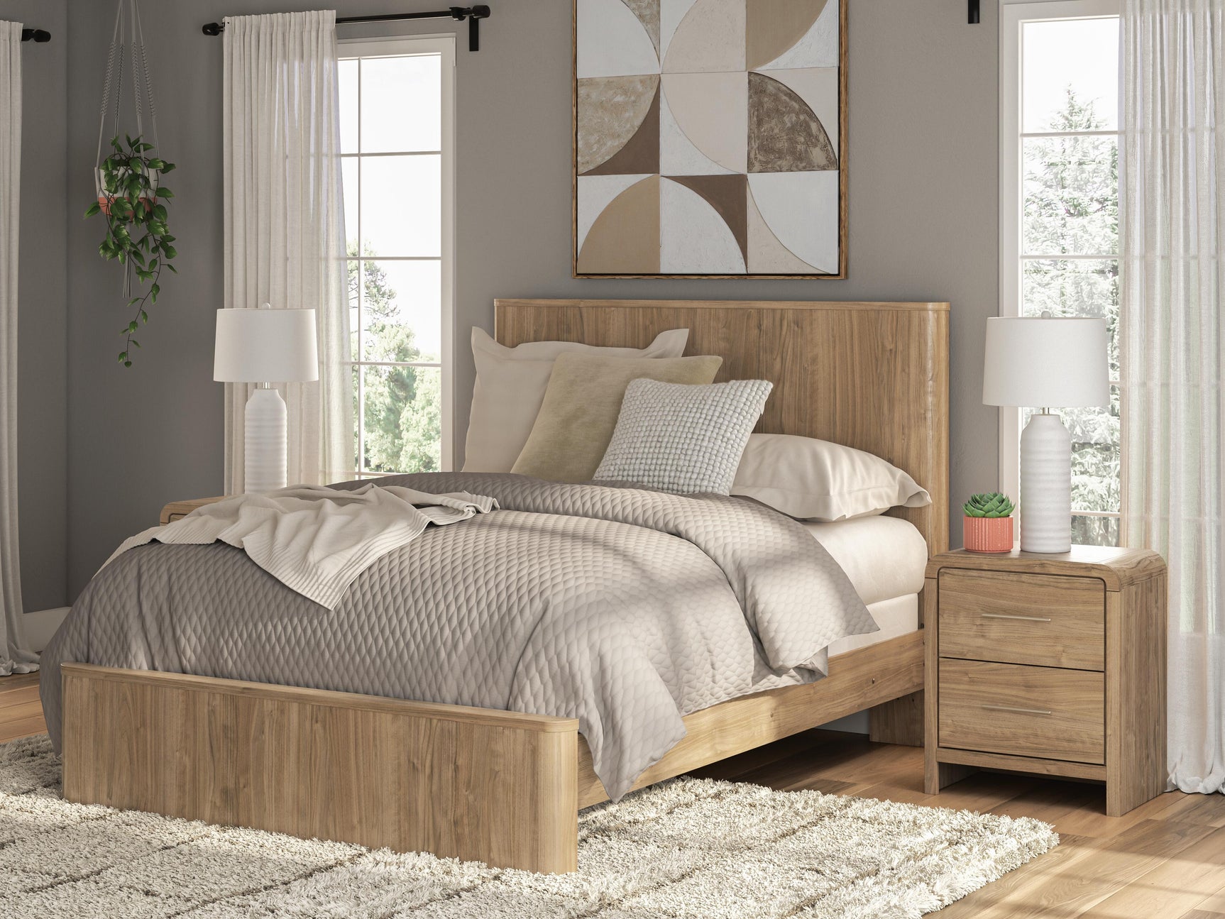 Sam's Furniture - Ashley Furniture - Gramburg Bedroom - Queen Panel Bed / Warm Natural Brown - PCB1121B4