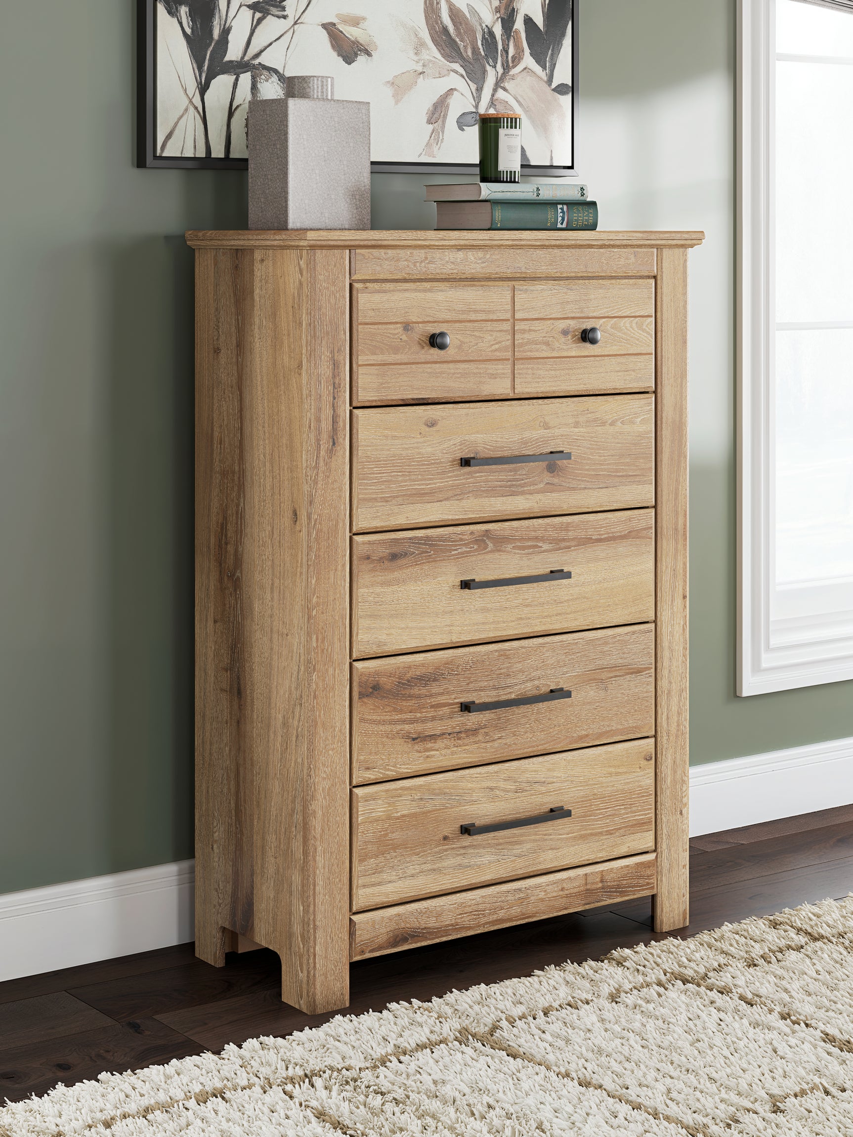Sam's Furniture - Ashley Furniture - Makidern Bedroom - Five Drawer Chest / Tan - PCB1170-46