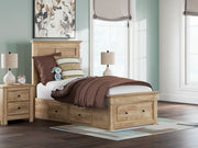 Sam's Furniture - Ashley Furniture - Makidern Bedroom - Twin Panel Storage Bed / Tan - PCB1170B38