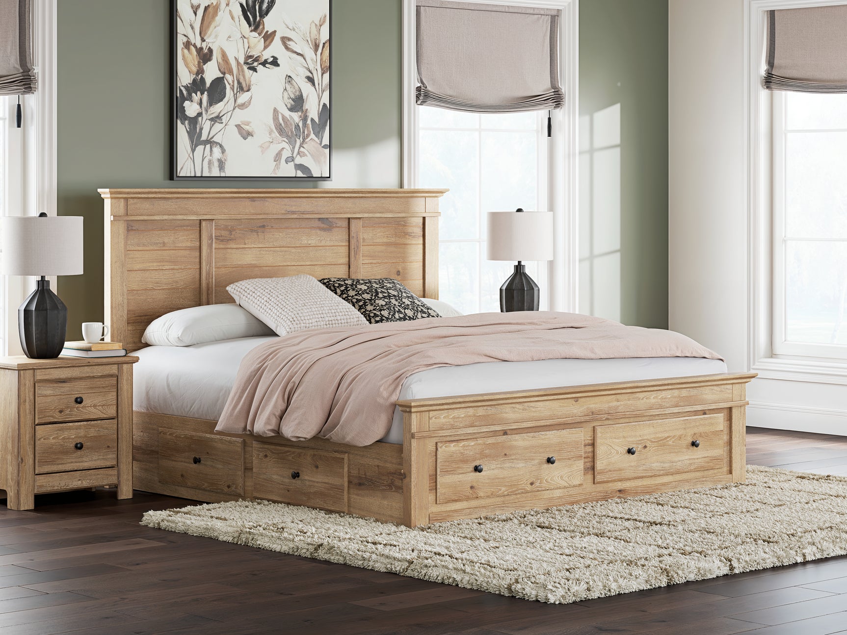 Sam's Furniture - Ashley Furniture - Makidern Bedroom - King Panel Storage Bed / Tan - PCB1170B15