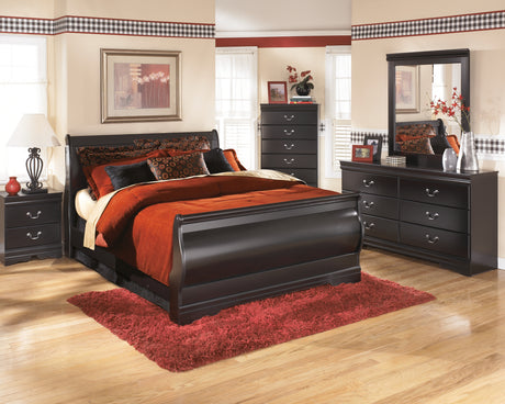 Sam's Furniture - Ashley Furniture - Huey Vineyard Bedroom - Queen Sleigh Bed / Black - B128B4