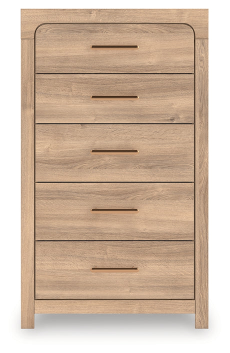 Sam's Furniture - Ashley Furniture - Kinlanni Bedroom - Five Drawer Chest / Tan - PCB1360-46