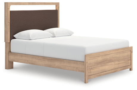 Sam's Furniture - Ashley Furniture - Kinlanni Bedroom - Queen Upholstered Platform Bed / Tan - PCB1360B10