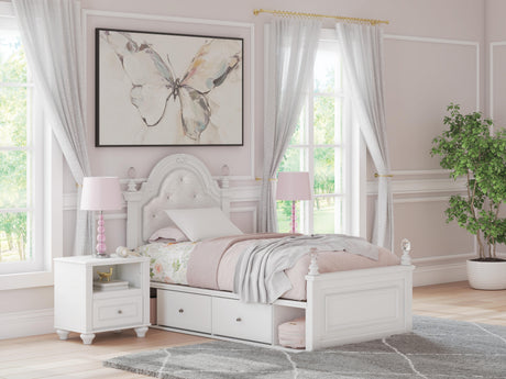Sam's Furniture - Ashley Furniture - Kozlani Bedroom - Twin Upholstered Panel Bed with Storage / White - PCB1819B17