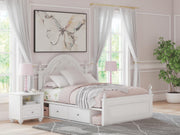 Sam's Furniture - Ashley Furniture - Kozlani Bedroom - Full Upholstered Panel Bed with Storage / White - PCB1819B18