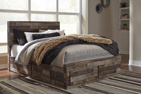Sam's Furniture - Ashley Furniture - Derekson Bedroom - Queen Panel Bed with 6 Storage Drawers / Multi Gray - B200B8