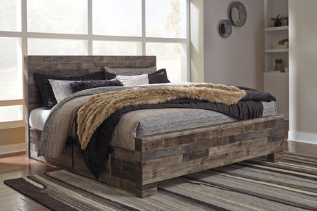 Sam's Furniture - Ashley Furniture - Derekson Bedroom - King Panel Bed with 2 Side Storage / Multi Gray - B200B44