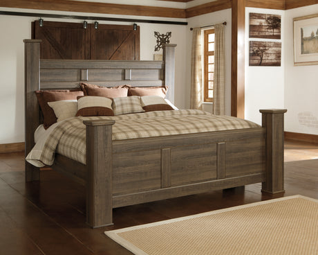 Sam's Furniture - Ashley Furniture - Juararo Bedroom - King Poster Bed / Dark Brown - B251B10