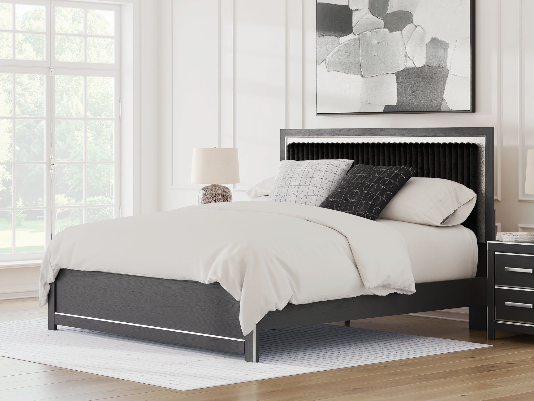 Sam's Furniture - Ashley Furniture - Zuraleus Bedroom - King Upholstered Platform Bed / Black - PCB3380B10