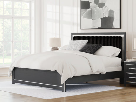 Sam's Furniture - Ashley Furniture - Zuraleus Bedroom - King Upholstered Panel Bed / Black - PCB3380B12