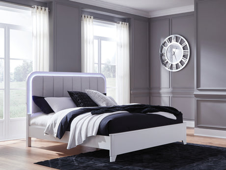 Sam's Furniture - Ashley Furniture - Jarlee Bedroom - California King Upholstered Panel Bed / White - PCB392B5