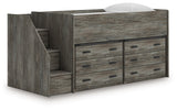 Frandern Twin Loft Bed with Bookcase Storage